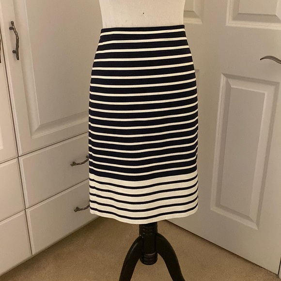 Striped cotton pencil skirt